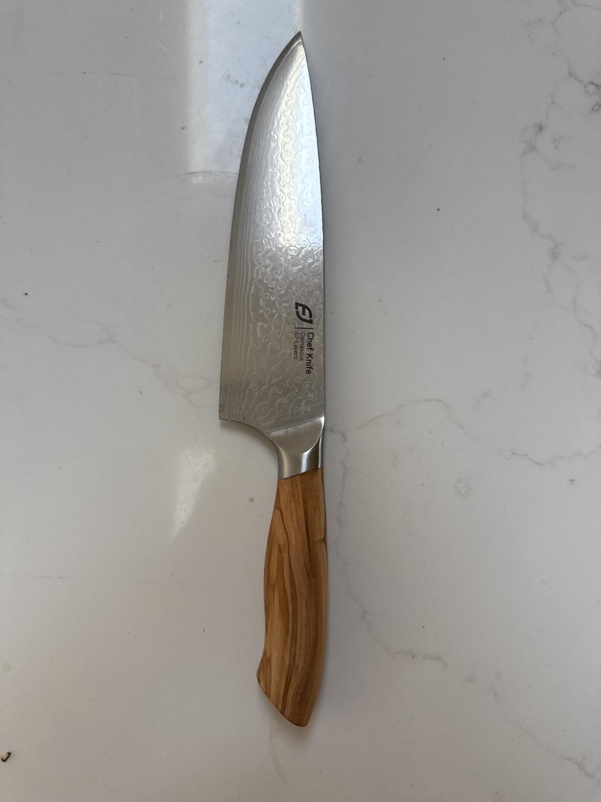 Emojoy 8-Inch Damascus Chef Knife, 67-Layer Japan Steel, Olive Wood Handle customer photo 2