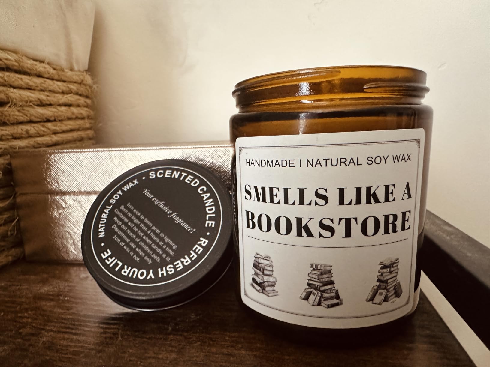 Book Lovers Candle Gifts, Funny Gift Ideas for Book Lovers, Birthday Bookish Presents for Readers Librarian Bookworms -Old Book Candles (7Oz) customer photo 2
