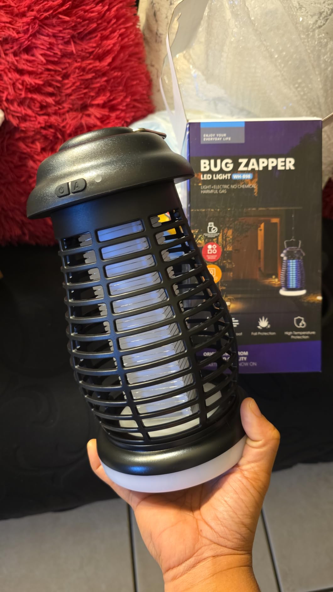 Bug Zapper Outdoor & Indoor,Cordless Portable Mosquito Zapper with Rechargeable 4800mAh Battery & Auto On/Off,Mosquito Repellent Outdoor Patio,Electric Fly Trap for Camping,Kitchen,Backyard,Patio customer photo 2